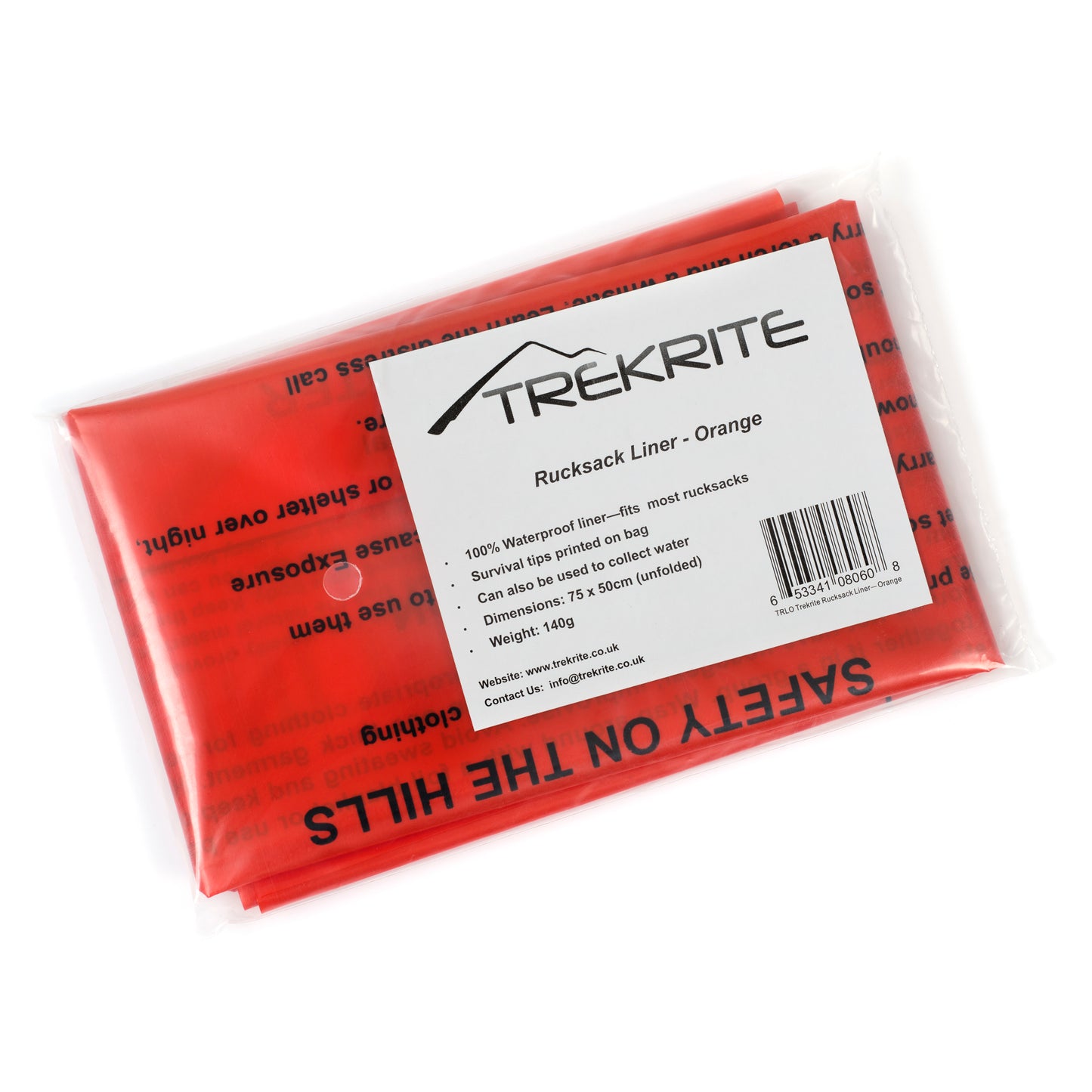 Waterproof Rucksack Liner - Hi Vis Orange